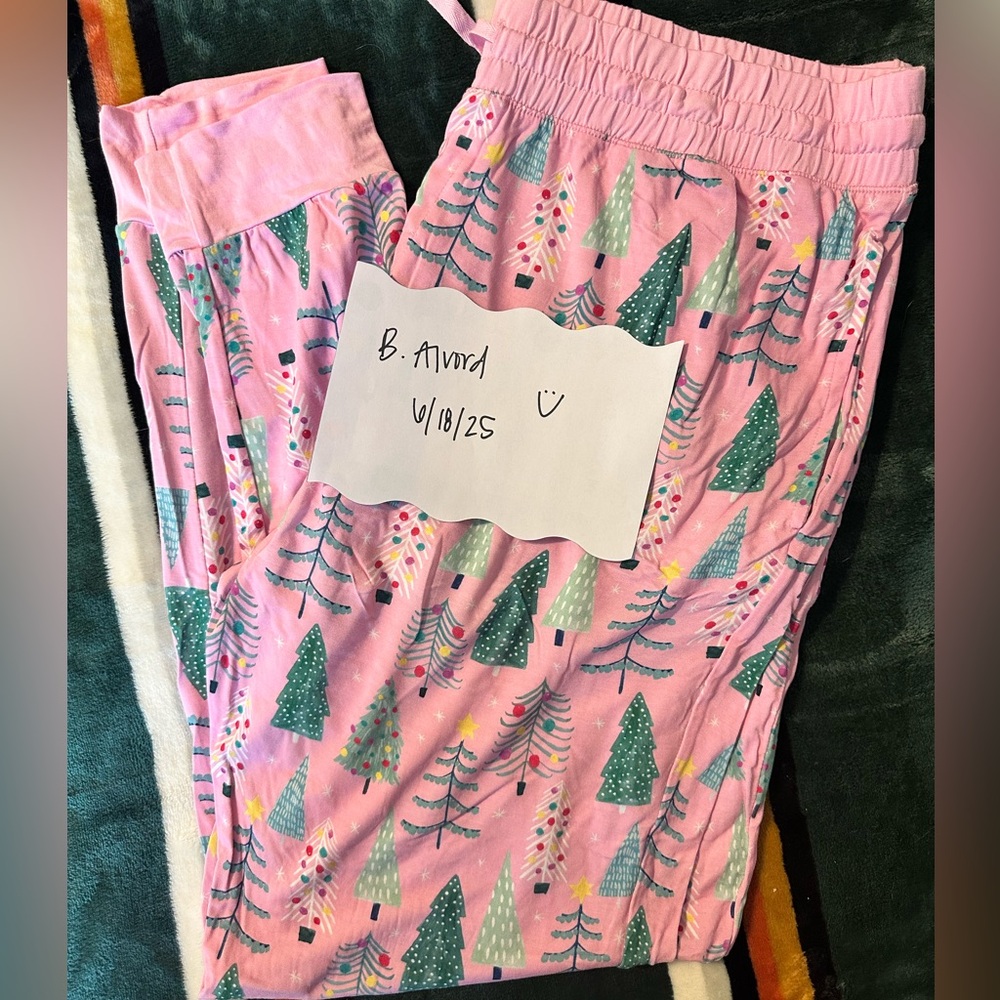 Little sleepies pink trees Christmas pjs pants